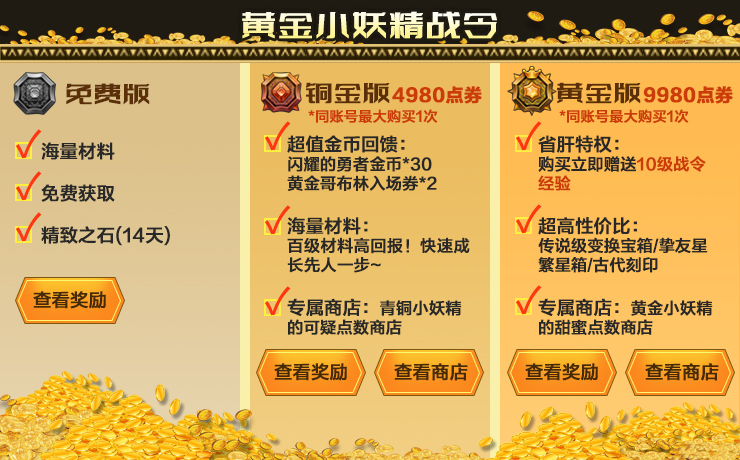 “次元突破”版本黄金小妖精战令奖励介绍